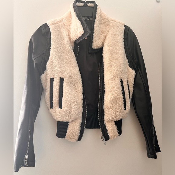Blank NYC Girls Kids Faux Leather Shearling Jacket Size M - Picture 6 of 11